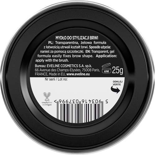 Eveline Brow & Go Żelowe Mydło do Stylizacji Brwi Naturalny Efekt Vegan 25g
