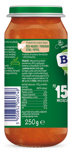 BoboVita Pasta with Tomatoes Ham and Peppers for Children after 15 Months of Life 250g