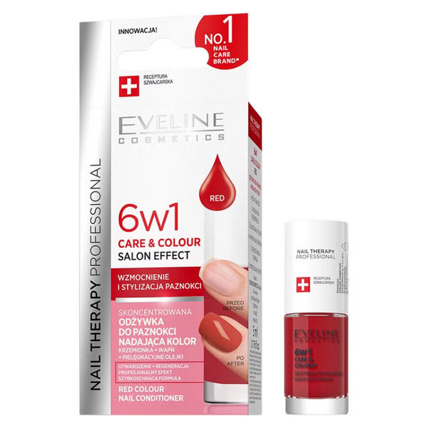 Eveline Nail Therapy Professional Care & Colour 6in1 Concentrated Nail Conditioner Giving Colour Red 5ml