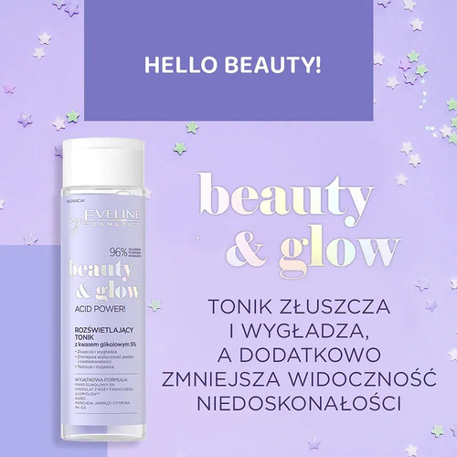 Eveline Beauty & Glow Acid Power! Illuminating Tonic with Glycolic Acid 5% for All Skin Types 200ml