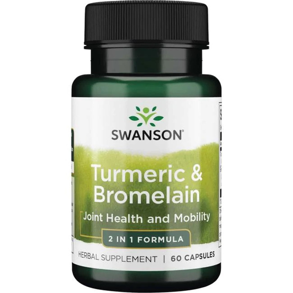 Swanson Turmeric & Bromelain Wspomaga Stawy i Procesy Trawienne 60 Kapsułek
