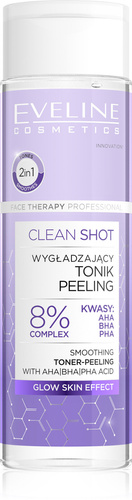 Eveline Face Therapy Professional Clean Shot 8% AHA Complex AHA BHA PHA Smoothing Tonic-Peeling for all Skin Types 200ml