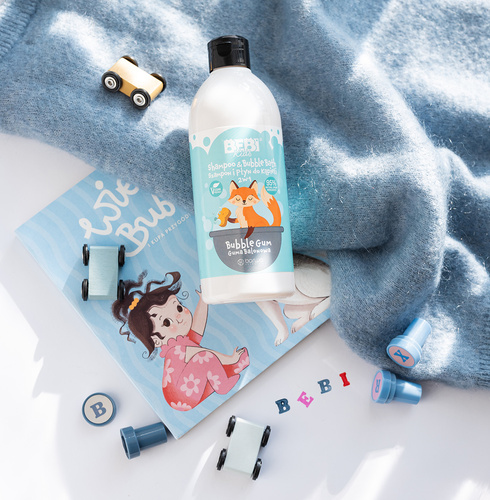 Barwa Bebi Kids Shampoo and Bath Liquid 2in1 Bubble Gum for Children from 1 Year of Age 500ml