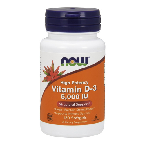 Now Foods Vitamin D-3 5000 IU Supports Immunity Muscles & Brain Function 120 Softgels