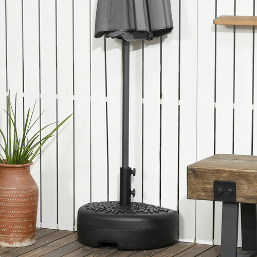 Outsunny Water/Sand Fillable Half Parasol Umbrella Base - Black