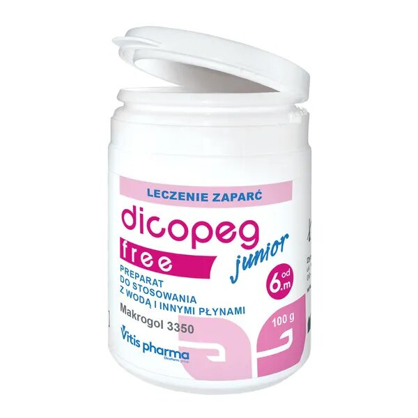 Dicopeg Junior Free Reguluje Pracę Jelit Proszek Dla Niemowląt od 6. Miesiąca Życia 100g