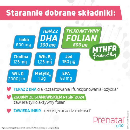 Prenatal Uno + DHA I Trymestr Ciąży 30 + 30 Kapsułek