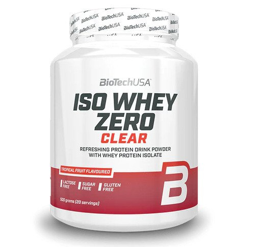 BioTechUSA Iso Whey Zero Clear Tropical Fruit Izolat Białka Serwatkowego Na Wzrost Mięśni 500g