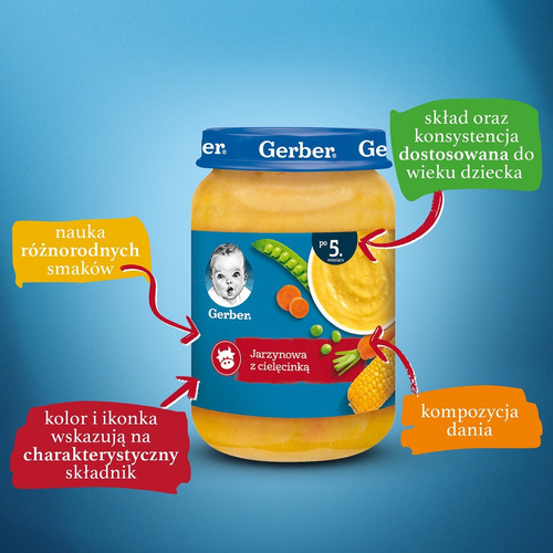 Gerber Danie Jarzynowa z Cielęcinką dla Niemowląt po 5 Miesiącu 190g