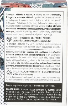 Barwa Barwy Botaniki 2w1 Regenerujący Szampon i Odżywka dla Włosów Normalnych Suchych i Zniszczonych w Kostce 100g