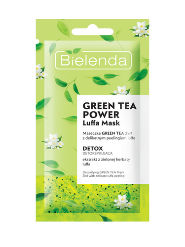 BIELENDA GREEN TEA POWER Luffa Mask Maseczka GREEN TEA 2w1 z peelingiem luffa DETOKSYKUJĄCA