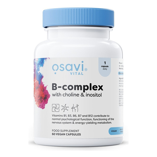 Osavi B-Complex with Choline and Inositol for Nervous System Support 60 Vegan Capsules