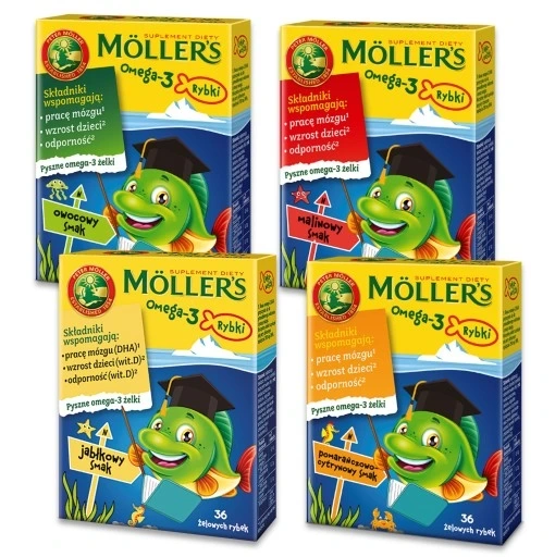 Mollers Omega - 3 Fish Jelly Candies Orange - Lemon Flavor for Children over 3 Years and Adults 36 Pieces