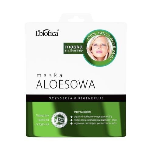 L'BIOTICA MASKA ALOESOWA W POSTACI NASĄCZONEJ TKANINY oczyszcza, regeneruje 23ml