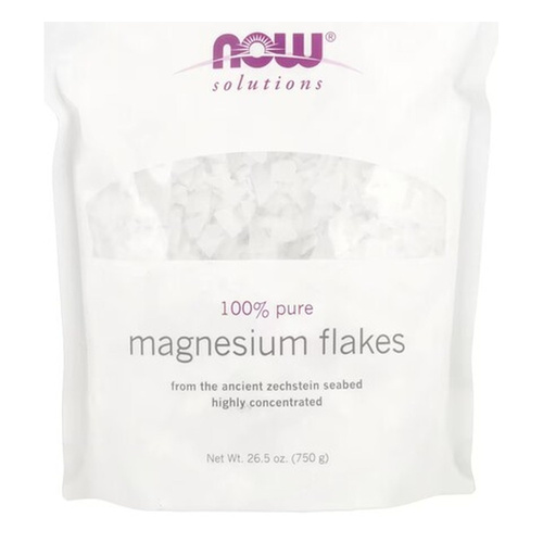 NOW Foods 100% Czyste Płatki Magnezowe Do Zmiękczania i Nawilżania Skóry 750g