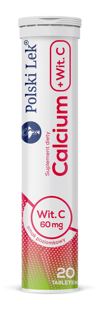 Calcium Witamina C Tabletki Musujące o Smaku Poziomkowym 20 Sztuk
