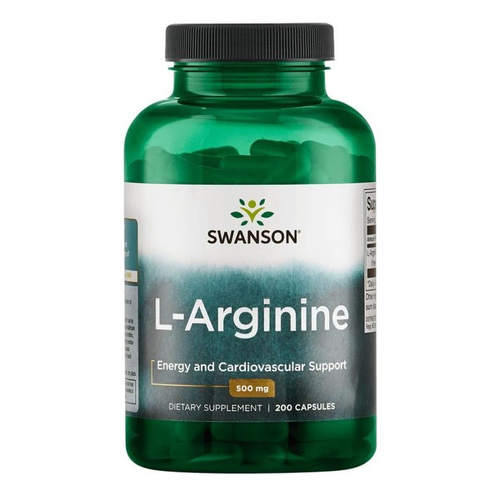 Swanson L-Arginine 500mg Wspomaga Wydolność Organizmu 200 Kapsułek