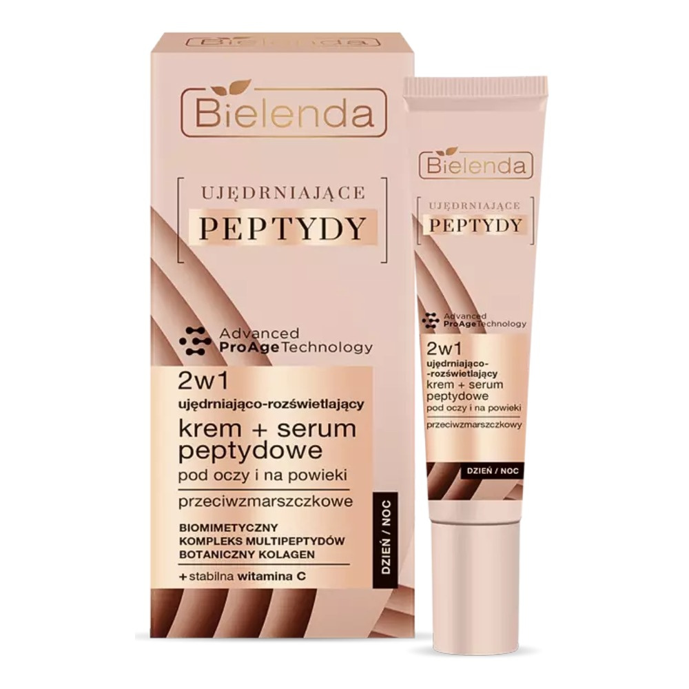 Bielenda Firming Peptides 2in1 Firming and Illuminating Anti-Wrinkle Cream + Peptide Eye and Eyelid Serum for Day and Night 15ml