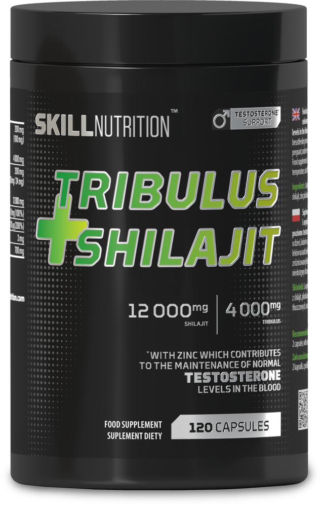 Skill Nutrition Tribulus + Shilajit for Vitality and Testosterone Support 120 Vegan Caps