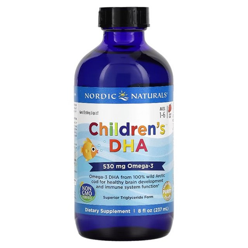 Nordic Naturals Children's DHA Omega 3 Cod Liver Oil for Kids for Healthy Development Strawberry 237ml