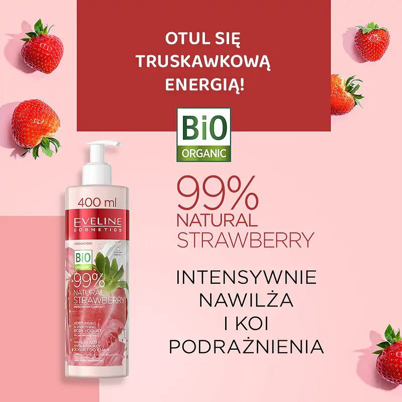 Eveline 99% Natural Strawberry Moisturizing and Smoothing Body Yogurt 400ml