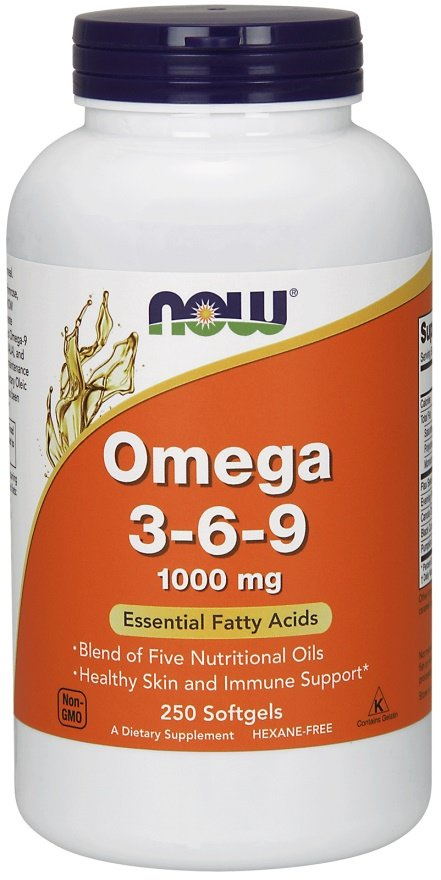 Now Foods Omega 3-6-9 1000mg Wspiera Pracę Układu Sercowo-Naczyniowego 250 Kapsułek
