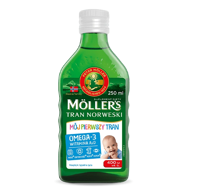 Mollers Mój Pierwszy Tran Norweski dla Niemowląt od 4 Tygodnia Życia 250ml