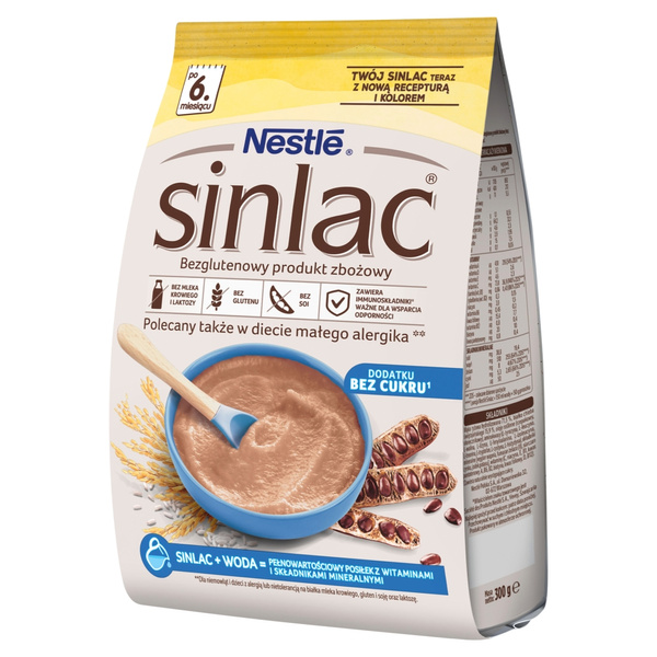 Nestle Sinlac Bezglutenowy Produkt Zbożowy bez Dodatku Cukru dla Niemowląt po 6. Miesiącu Życia 300g Best Before 31.12.25
