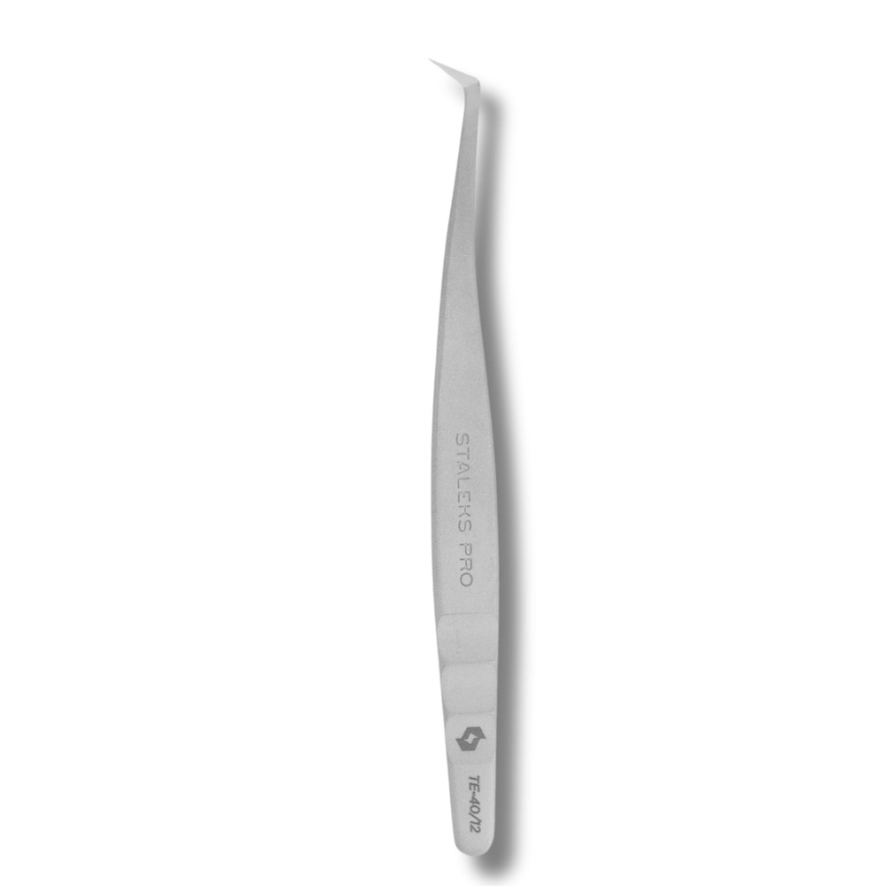 Staleks Pro Profesjonalna Pęseta do Rzęs EXPERT 40 TYPE 12 w Kształcie Litery L 65' 125mm 1 Sztuka
