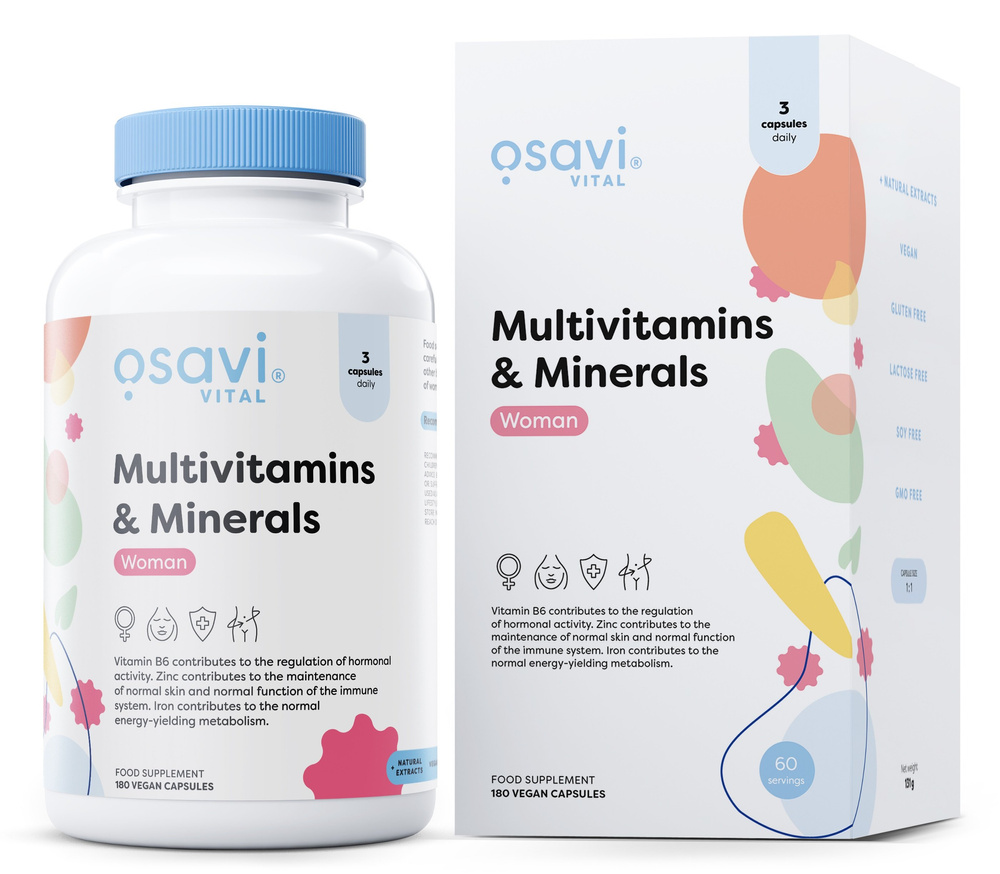 Osavi Multivitamins & Minerals Woman Food Supplement for Hormonal Balance and Energy 180 Vegan Caps