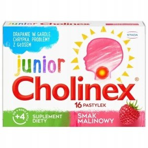 Cholinex Junior Smak Malinowy 16 Pastylek do Ssania