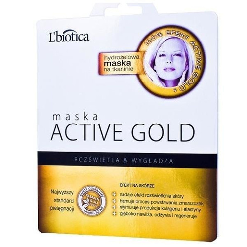 L'BIOTICA HydroŻELowa Maska Na Tkaninie Active Gold Rozświetla, Nawilża i Wygładza 25 g