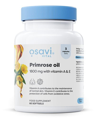 Osavi Primrose Oil with Vitamin A & E 1800mg For Skin Health 60 Softgels