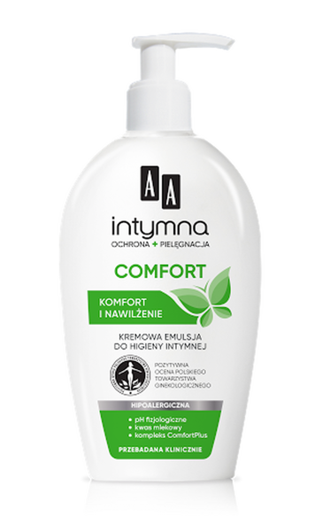 AA INTYMNA Comfort, Kremowa Emulsja Do Higieny Intymnej, Komfort I Nawilżenie 300ml
