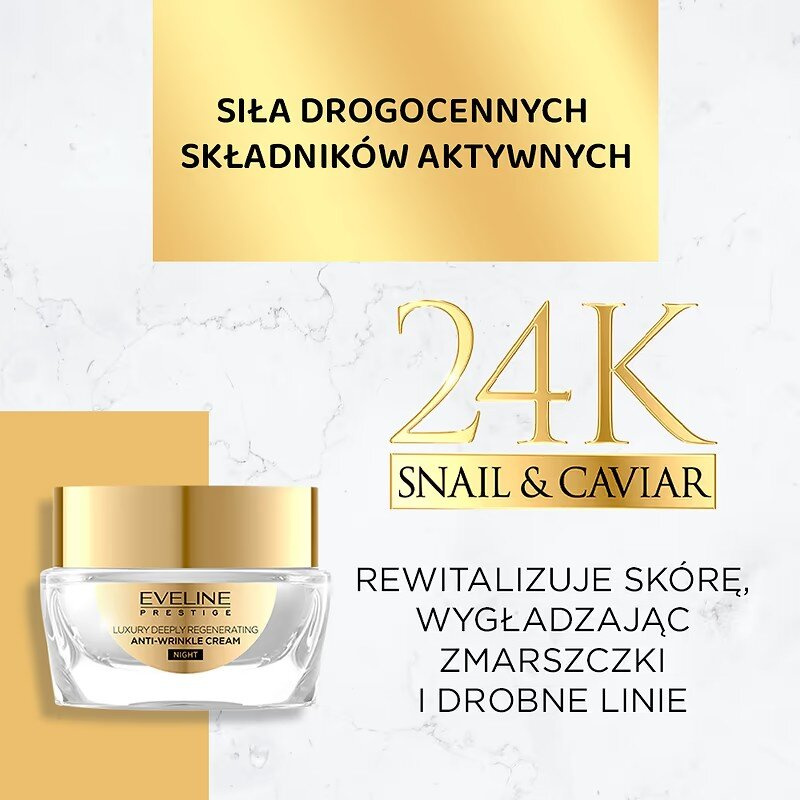 Eveline Prestige 24K Snail & Caviar Luksusowy Głęboko Regenerujący Krem Przeciwzmarszczkowy na Noc 50ml