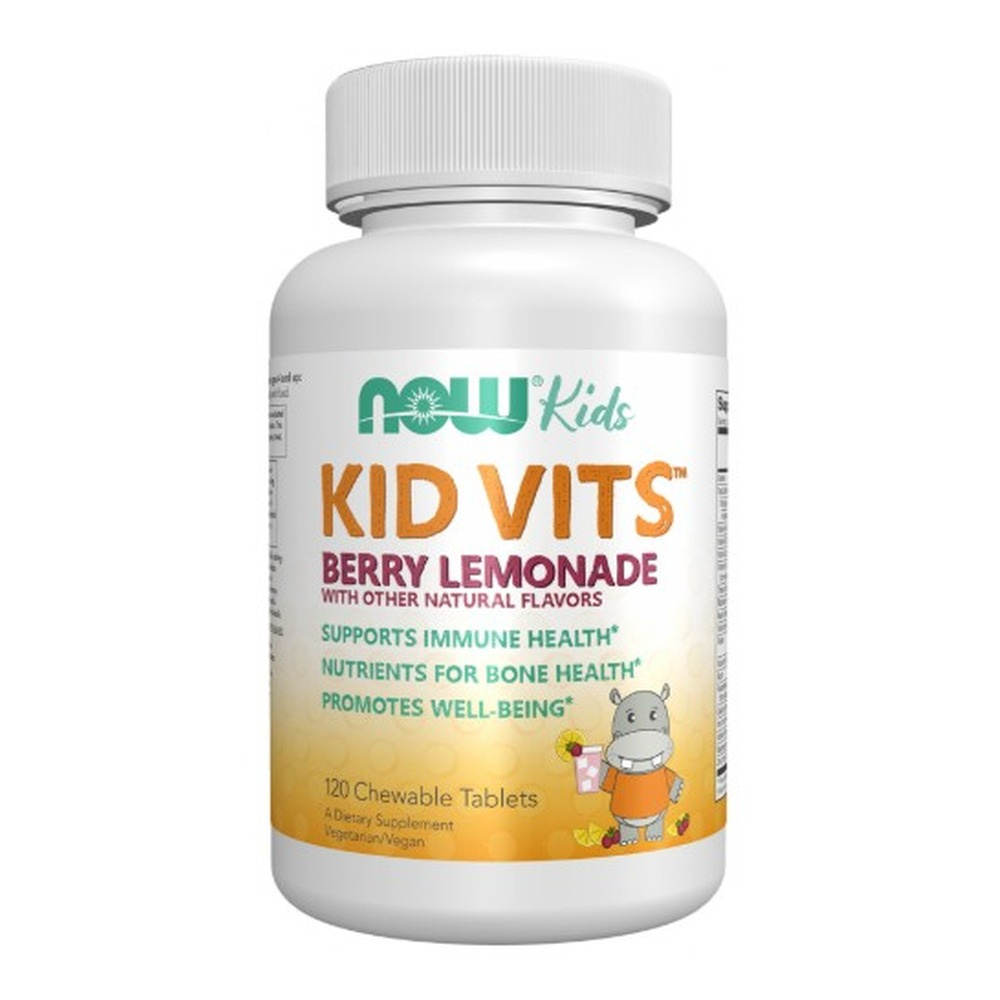 NOW Foods Kid Vits Berry Blast Chewable Multivitamin For Kids For Immune and Bone Health 120 Chewables
