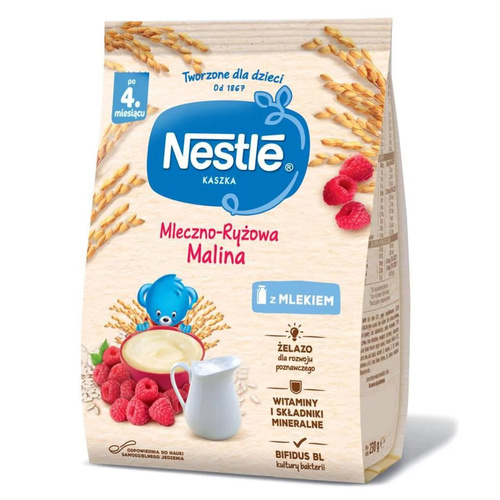 Nestle Kaszka Mleczno-Ryżowa dla Niemowląt po 4 Miesiącu Życia Malina 230g Best Before 30.11.26