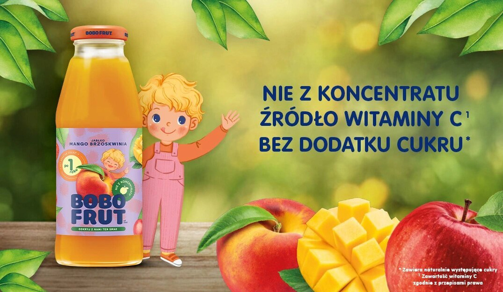 Bobo Frut Nektar Owocowy Jabłko Mango Brzoskwinia dla Niemowląt po 12. Miesiącu 300ml