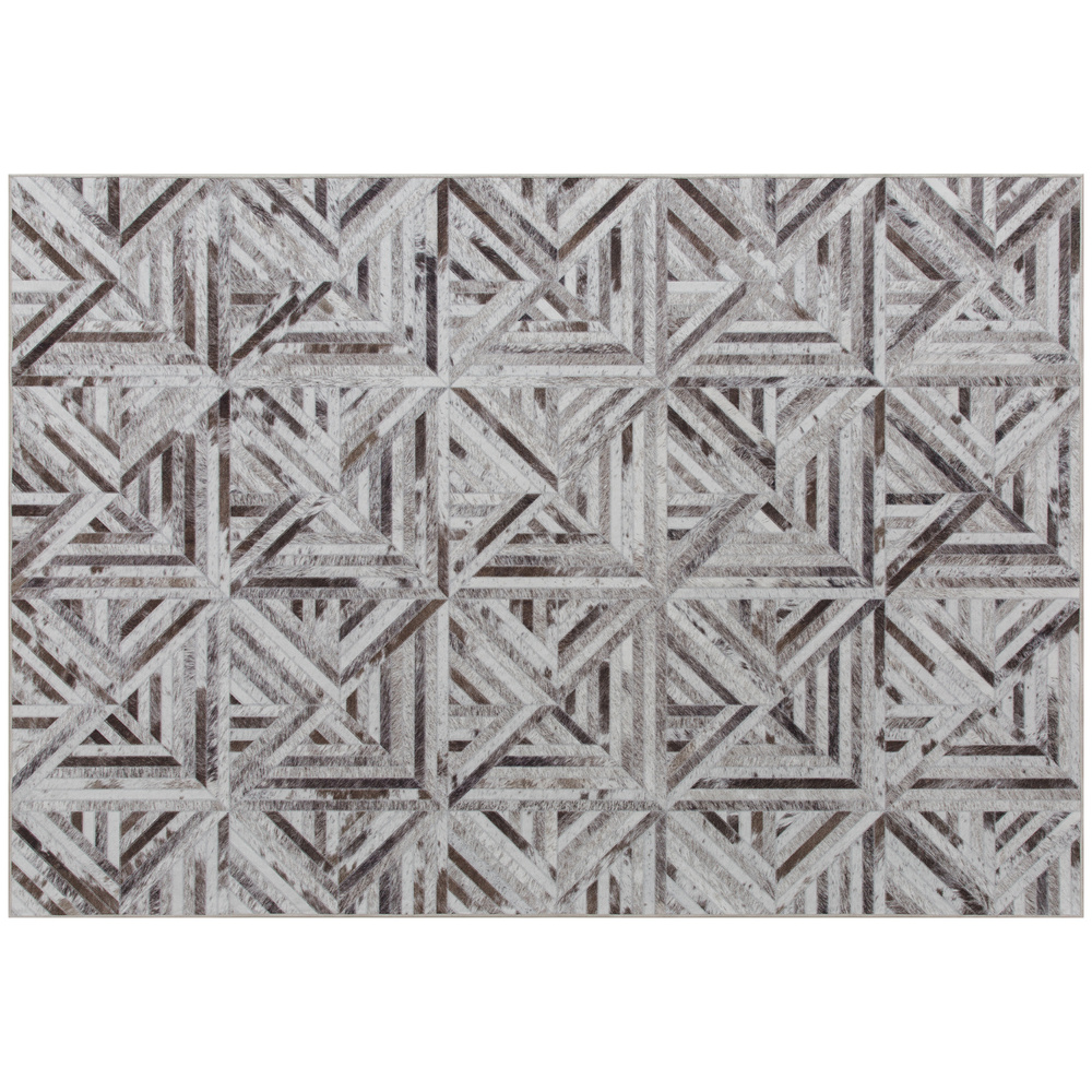 HOMCOM Modern Area Rug, Triangle Pattern Non-Slip Washable Rug, Chenille Floor Carpet for Living Room, Bedroom, Dining Room, Home Office, 230 x 160 cm, Brown