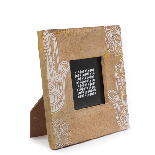 Small Mango Wood Picture Framel (for 10x10cm) 20x20x2cm- Hansa - White