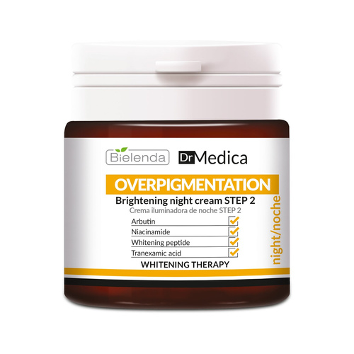 Bielenda Dr Medica Overpigmentation Rozświetlający Krem Krok 2 z Arbutyną Niacynamidem i Peptydem Wybielającym na Noc 50ml