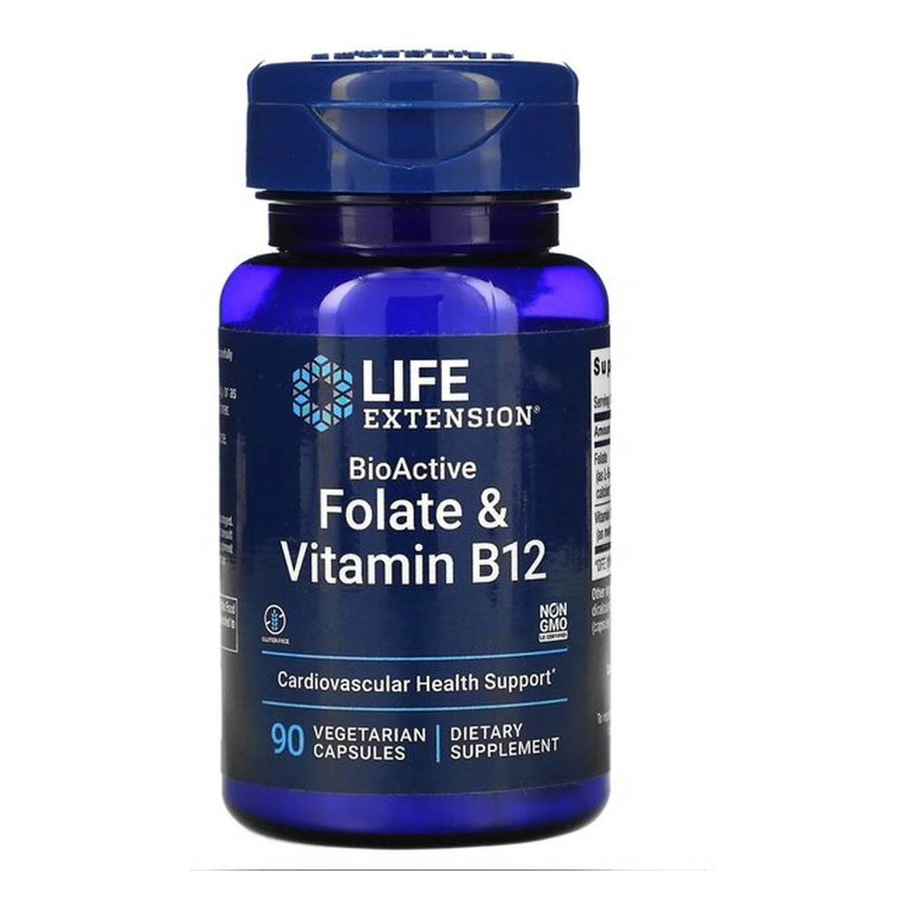 Life Extension BioActive Folate & Vitamin B12 For Heart and Brain Health 90 Vcaps