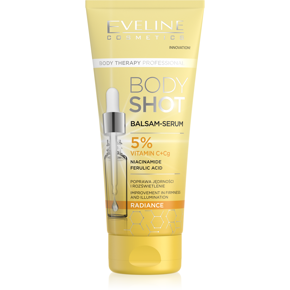 Eveline Therapy Professional Body Shot Rozświetlający Balsam-Serum 5% Kompleks Witamin C i Cg na Dzień i na Noc 200ml