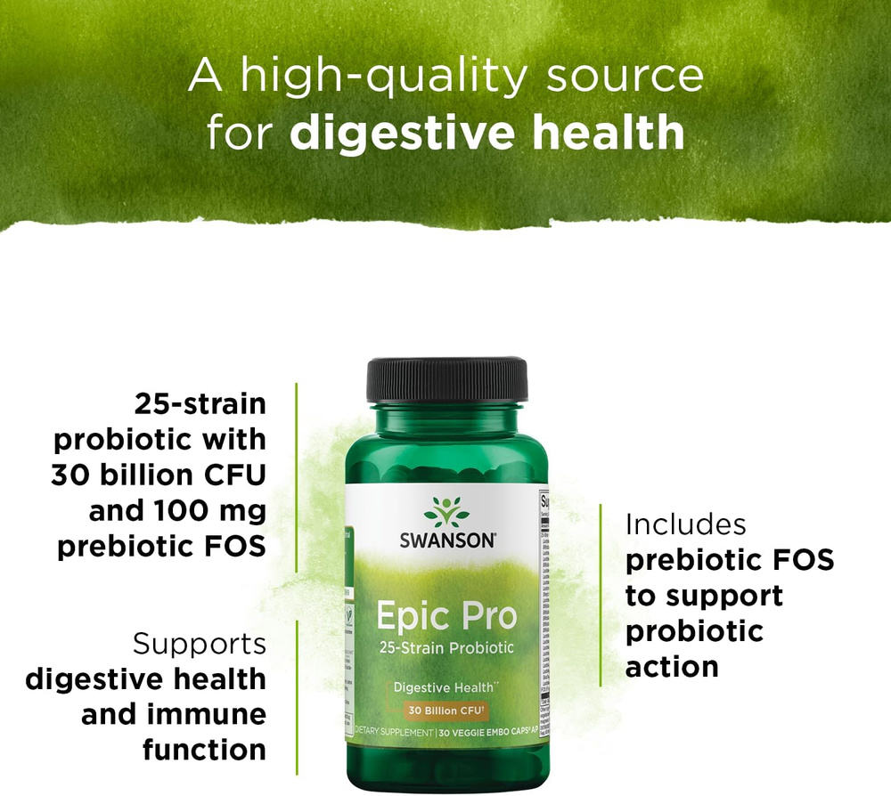 Swanson Epic Pro 25-Strain Probiotic 30 Capsules