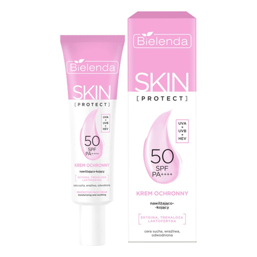 Bielenda Skin Protect Krem Ochronny Nawilżająco - Kojący PA++++ UVA + UVB + HEV SPF50 40ml