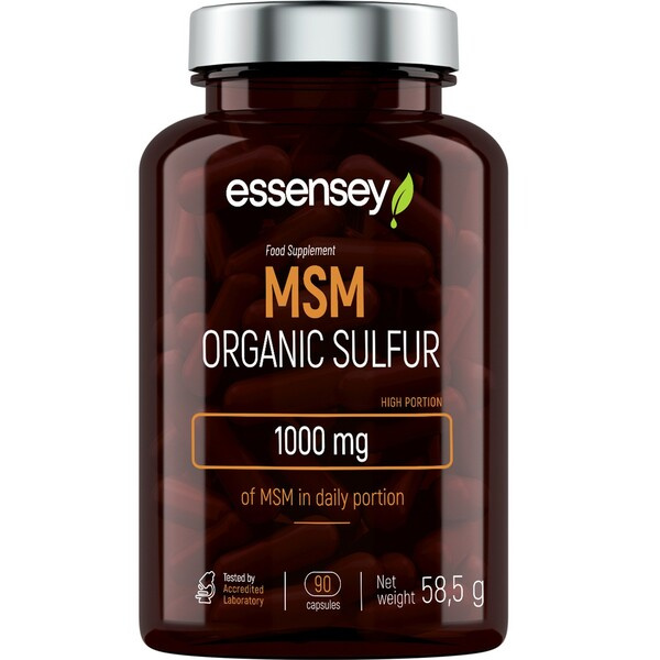 Essensey MSM Siarka 1000mg Suplement dla Osób Aktywnych Fizycznie 90 Kapsułek
