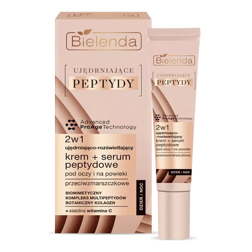 Bielenda Firming Peptides 2in1 Firming and Illuminating Anti-Wrinkle Cream + Peptide Eye and Eyelid Serum for Day and Night 15ml