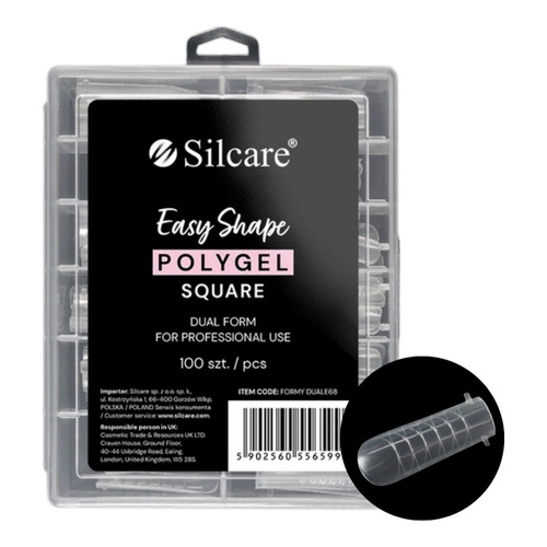Silcare Dual Forms Clear Square formy do przedłużania paznokci akrylożelem 100 szt.