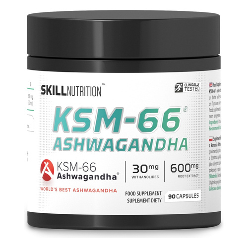 Skill Nutrition KSM-66 Ashwagandha Suplement Diety na Stres i Wyciszenie 90 Wegańskich Kapsułek