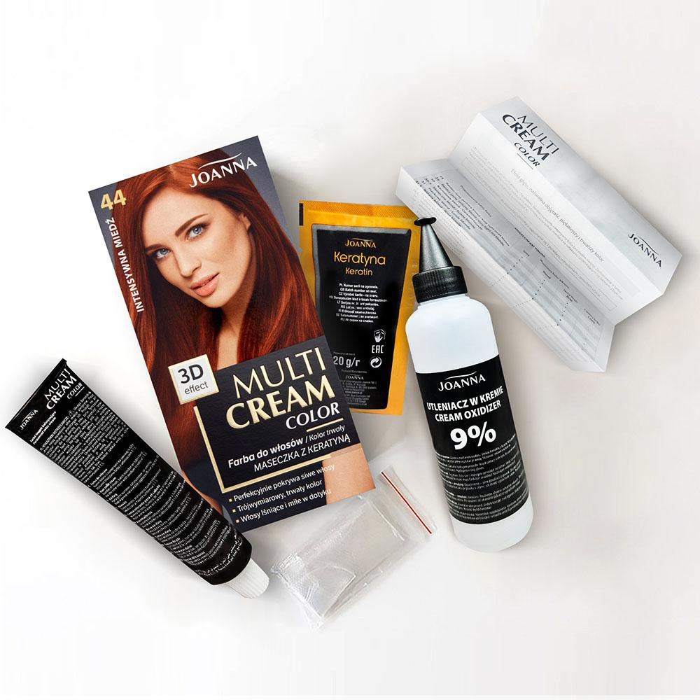 Joanna Multi Cream Color 3D Effect Hair Dye with Long-Lasting Effect No. 44 Intense Copper 1 Piece